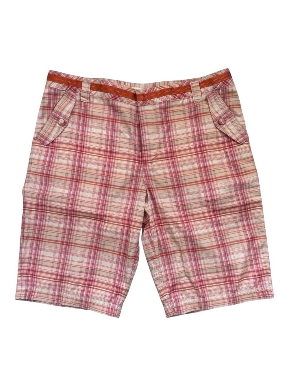 Greg Norman Bermuda Shorts Pink & Orange Plaid Size 12